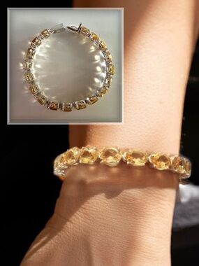 Citrine Tennis Bracelet in Sterling Silver New Approx. 7.5 inch length 20.73 g